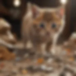 A kitten exploring different types of cat litter