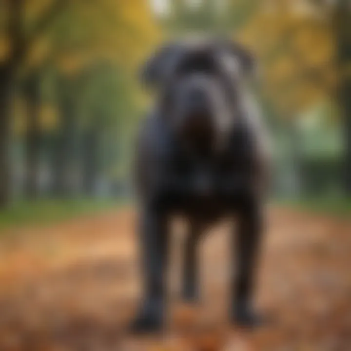 Cane Corso exercising in a park