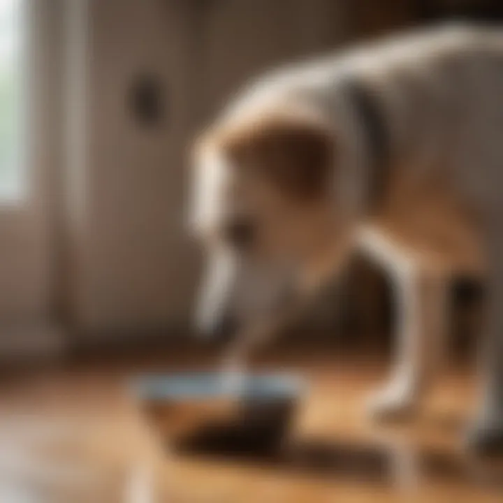 Senior dog drinking water from a bowl