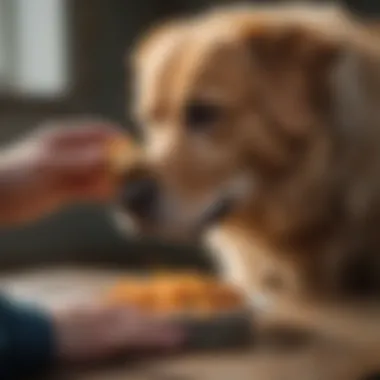 Senior Dog Trustingly Eating from Owner's Hand Senior dog eating from owner's hand