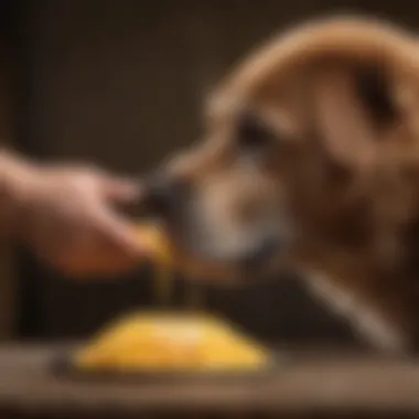Gentle Hand-Feeding of Senior Dog Senior dog being hand-fed