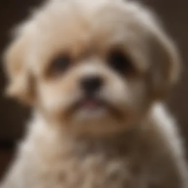 Shih Tzu Poodle breeders examining a litter