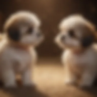 Shih Tzu Poodle puppies playfully interacting