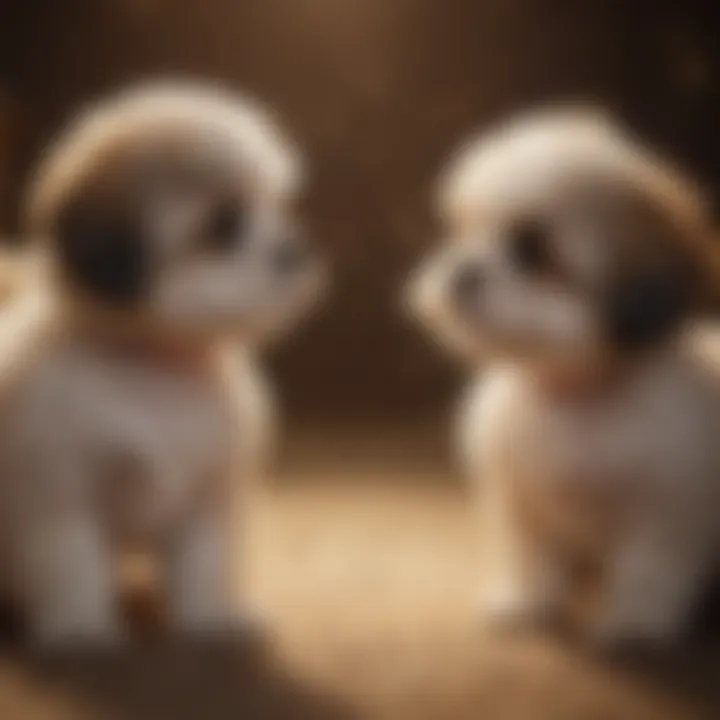 Shih Tzu Poodle puppies playfully interacting