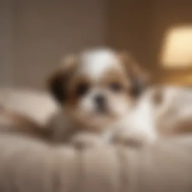 Cozy Shih Tzu Puppy Cute Shih Tzu puppy sitting on a fluffy cushion