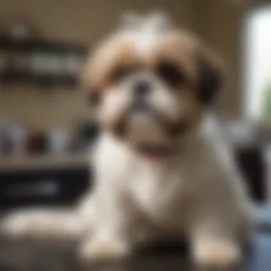 Shih Tzu visiting the veterinarian for a check-up