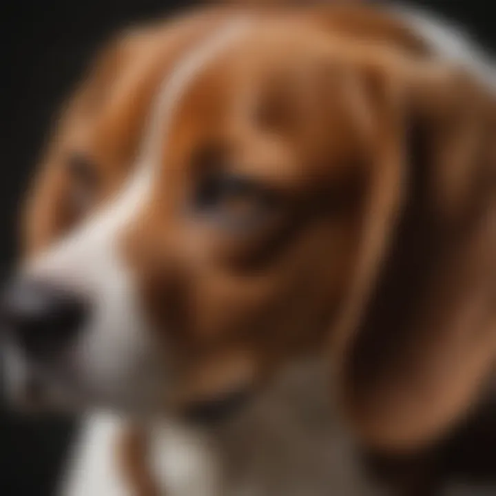 Close-up of beagle's shiny and healthy coat post-grooming