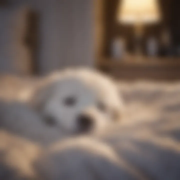 Sleeping Kuvasz Puppy in a Cozy Bed