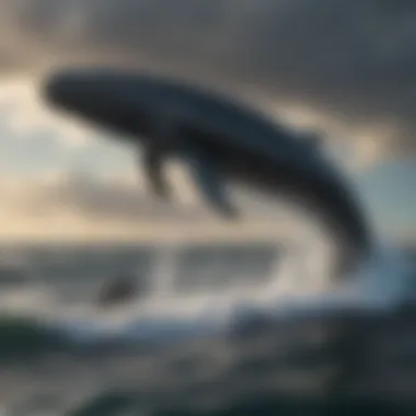 Social Dynamics of Sperm Whale Pods A pod of sperm whales breaching the ocean surface, highlighting their social behavior.
