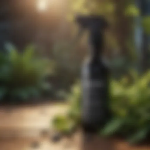 A sleek black spray bottle with a leafy green label