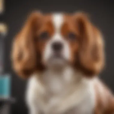 A St. James Cavalier Dog being groomed, emphasizing the care requirements of the breed.