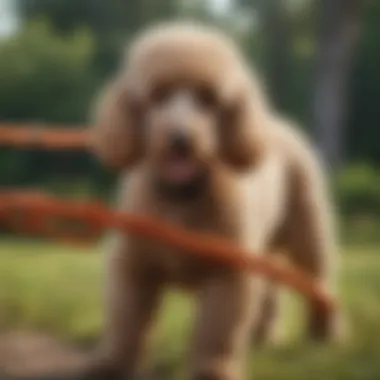 Standard Poodle Enjoying Tug-of-War Toy