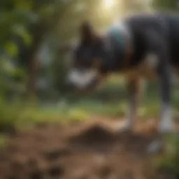 A dog digging in the garden