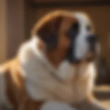 Graceful Saint Bernard Radiating Warmth Stunning Saint Bernard with friendly expression