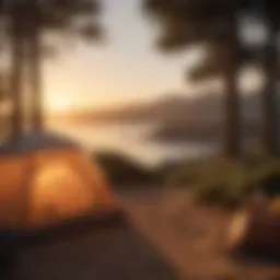 Sunset over coastal campsite near San Francisco