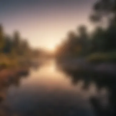 Scenic River Fishing Spot Sunset over a river ideal for fishing