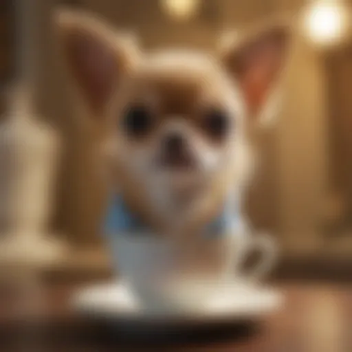 Adorable teacup Chihuahua with a luxurious coat