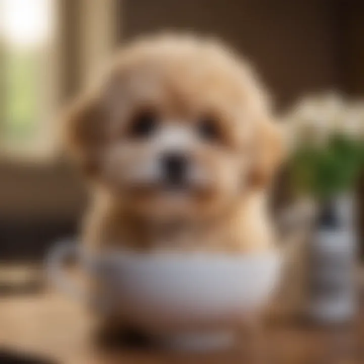 Teacup Maltipoo enjoying a grooming session