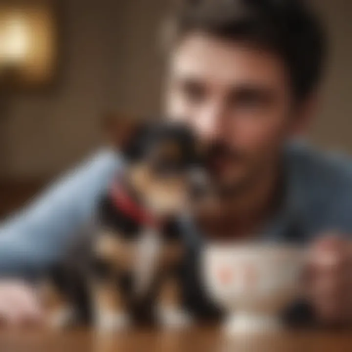 Teacup Terrier receiving affection from its owner