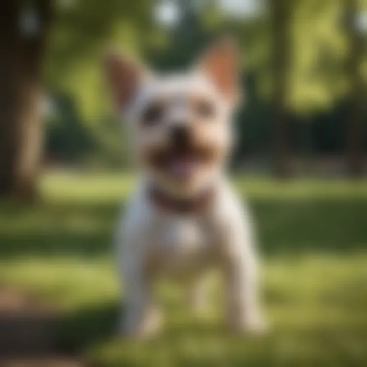 Teacup Terrier enjoying a sunny day in the park