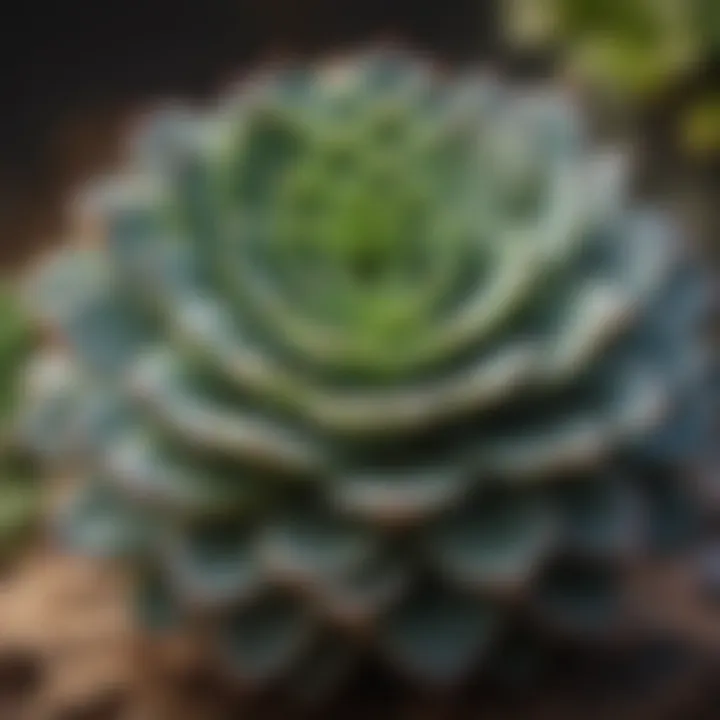 A close-up view showcasing the intricate details of various succulent species.