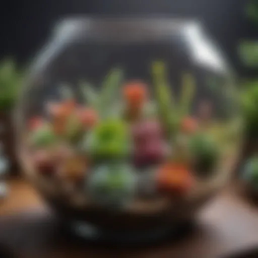A vibrant collection of assorted succulents in a beautifully arranged terrarium.