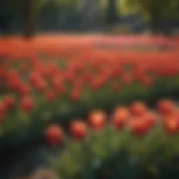 Vibrant tulip garden in full bloom showcasing diverse colors
