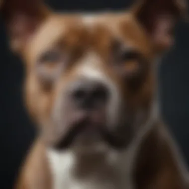 A close-up of an American Staffordshire Terrier's expressive face