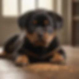 Rottweiler puppy enjoying dry food