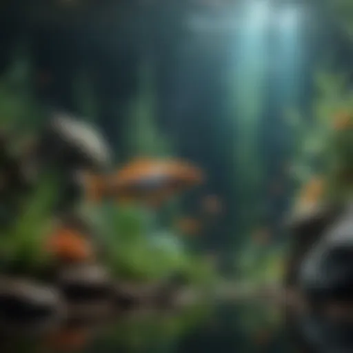 A vibrant freshwater aquarium with colorful fish swimming