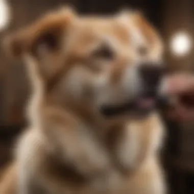 A dog being brushed to remove undercoat fur