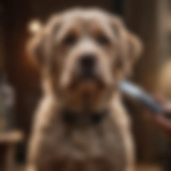 Grooming a dog with Wahl clippers