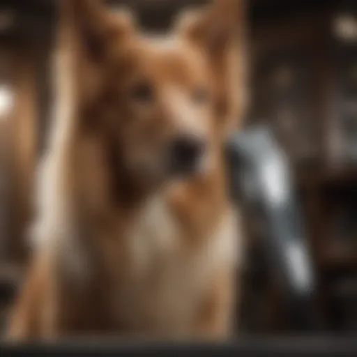 Professional Wahl dog grooming clipper in action