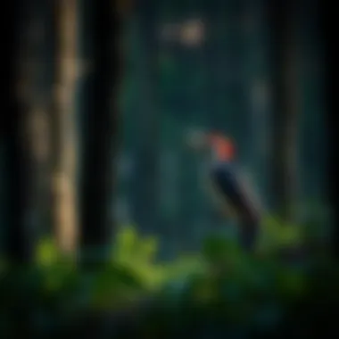 Illustration of the Ivory-Billed Woodpecker's Call in the Forest An illustration depicting the call of the ivory-billed woodpecker resonating in the forest