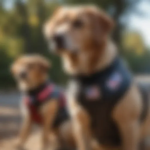 Different colors of service dog vests