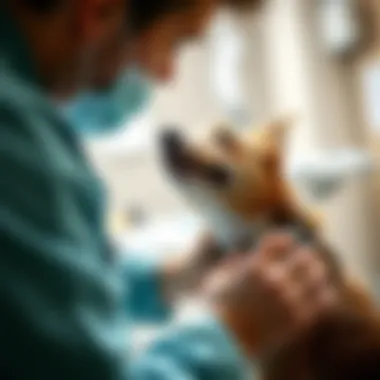 A veterinarian examining a pet before spaying