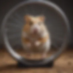 Hamster in motion on a wheel showcasing its agility