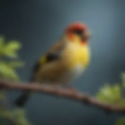 A vibrant goldfinch perched on a branch