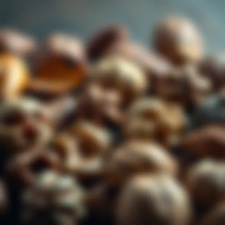 A close-up view of various nuts that are toxic to dogs