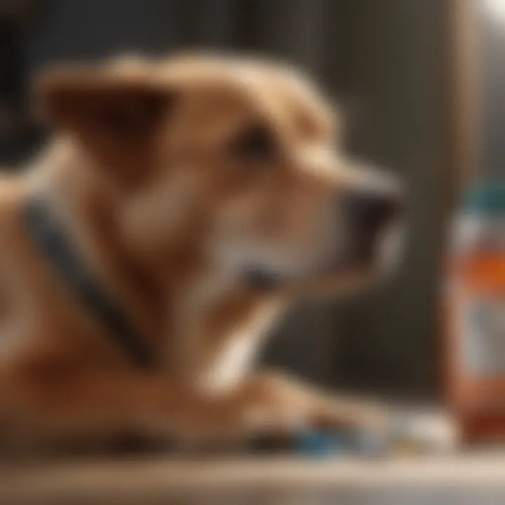 A dog receiving medication