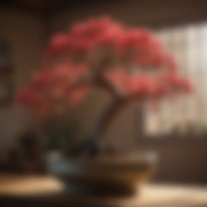 Artistic styling of Desert Rose Bonsai in a contemporary setting