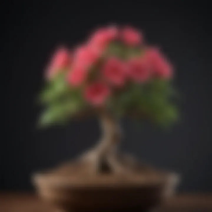 Healthy root structure of Desert Rose Bonsai displayed in a pot