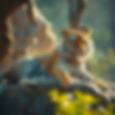 The Serenity of a Tiger in the Wild A tiger resting on a sunlit rock, embodying power and serenity