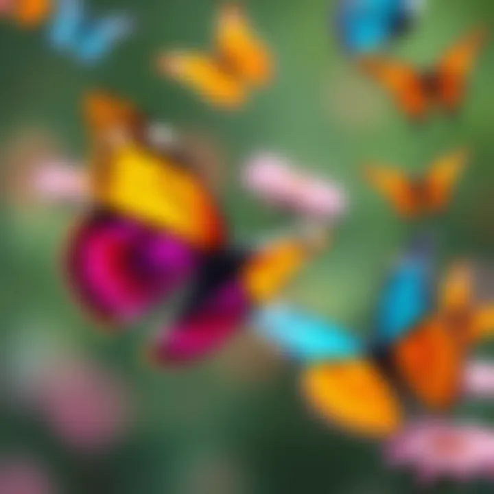 Colorful butterflies in flight