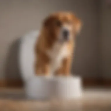 Large Dog Comfortably Using the Potty Patch Large dog using the Potty Patch indoors