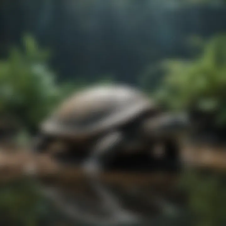 Habitat of a turtle depicting its aquatic environment