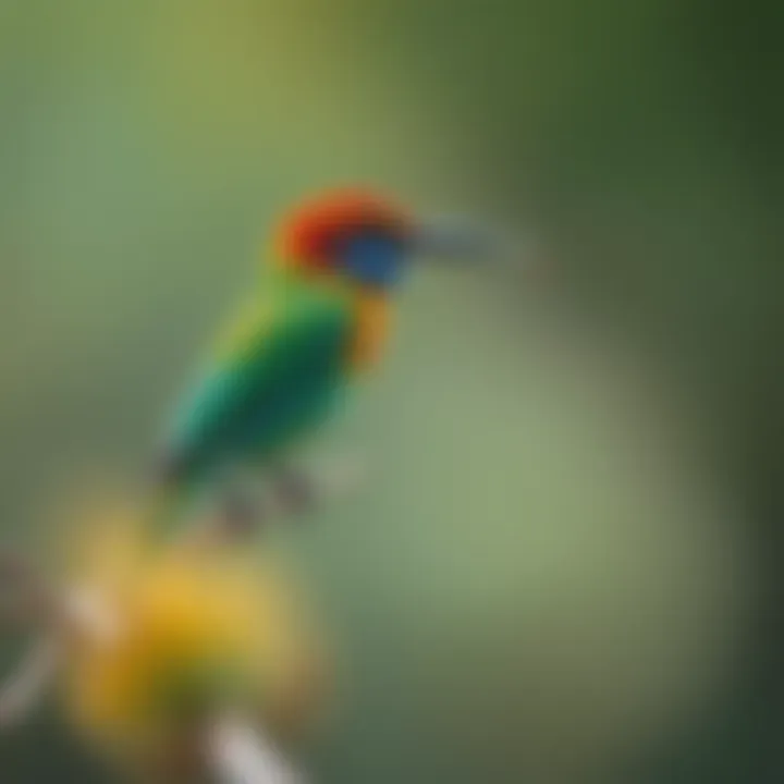 A colorful bird perched on a branch, poised to catch mosquitoes