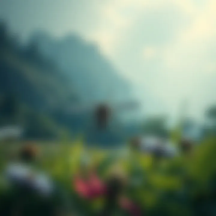 An ecological landscape showcasing diverse habitats supporting mosquito predators