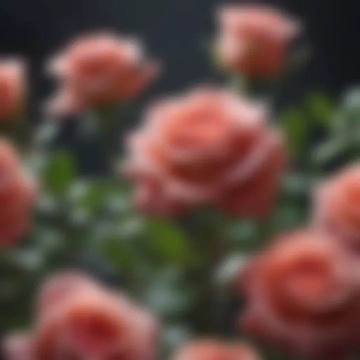 Detailed view of a preservation technique using silica gel with roses.