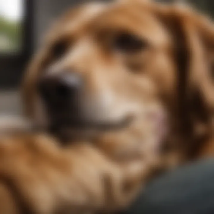 A serene moment of a dog resting its paw on its owner's hand during a quiet interaction